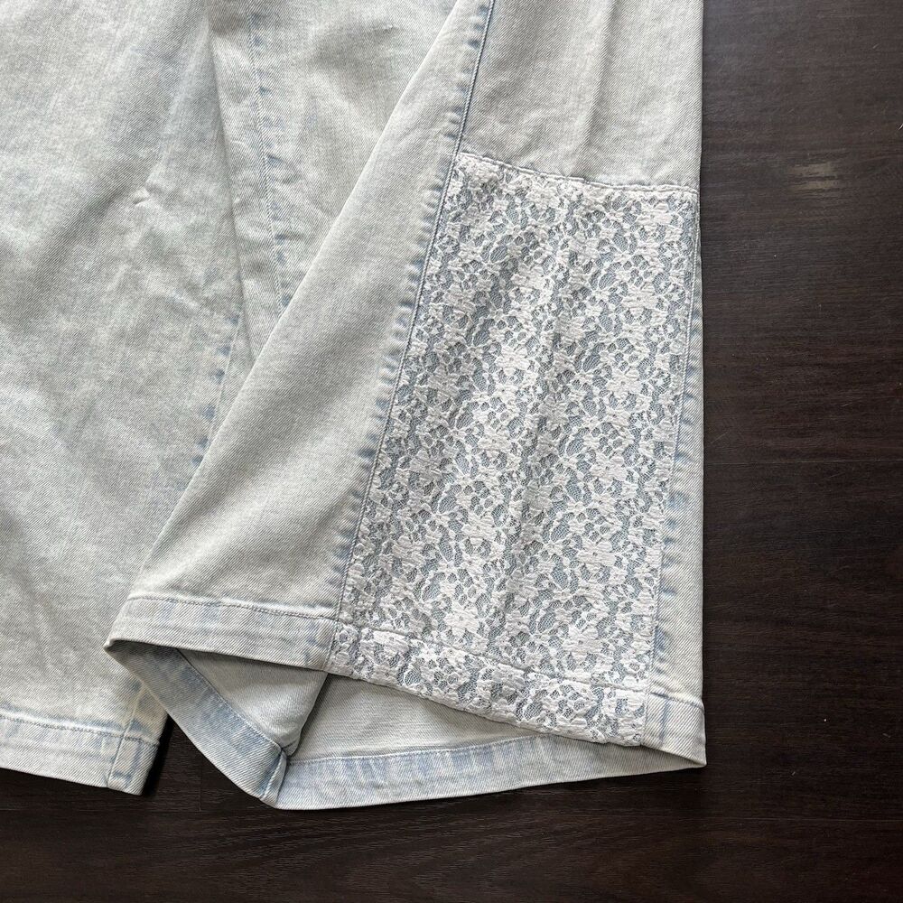 Pilcro Anthropologie Overalls Womens L Front Zip Wide Leg Jumpsuit Cropped Boho - Picture 12 of 16